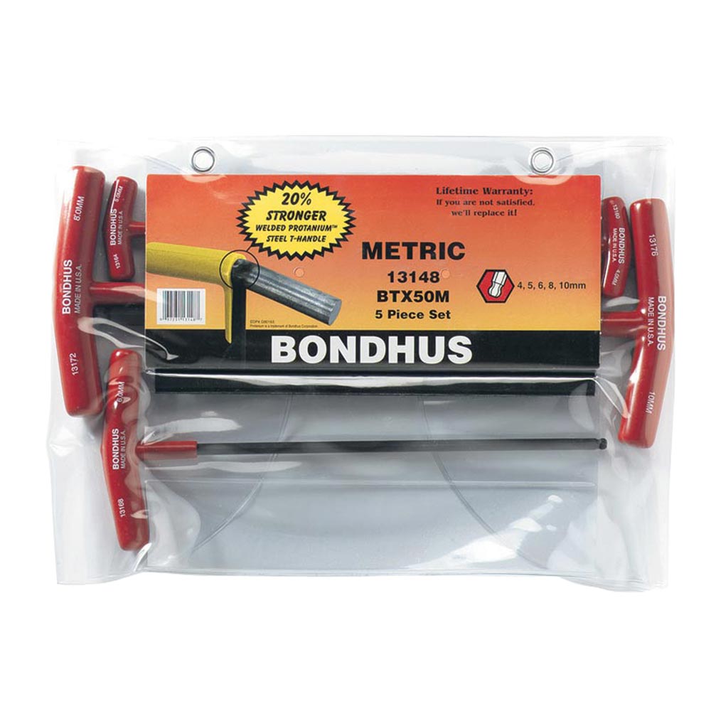 Bondhus 5 Piece Ball Hex T-handle Set 4-10mm 13148 BTX50M