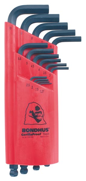 Bondhus Ball Hex Key Pro 15 Piece Set Metric 1.27-10mm
