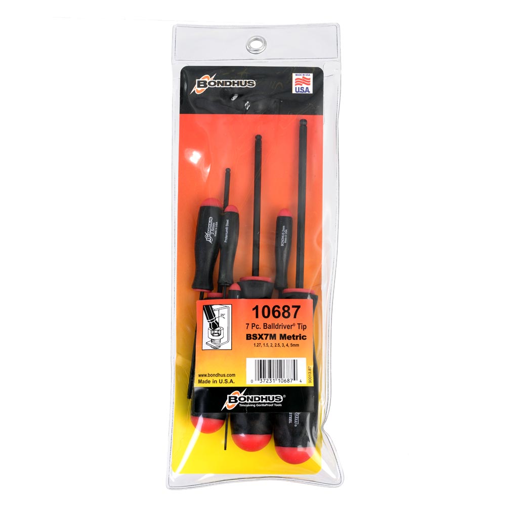 Bondhus Ball Hex Screwdriver Set 7 Piece Black/Red