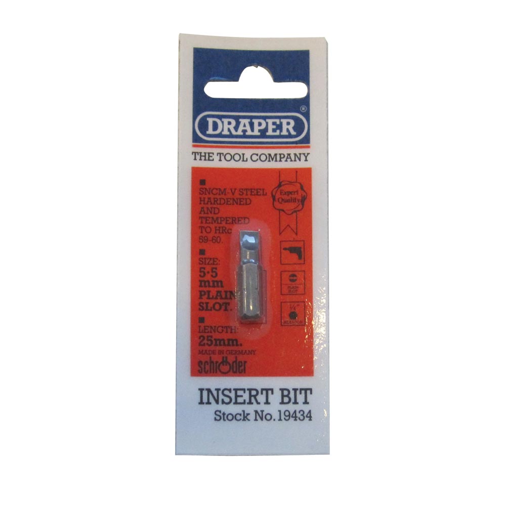 Draper Screwdriver Bit, 5.5mm Slot - 1/4" Hex