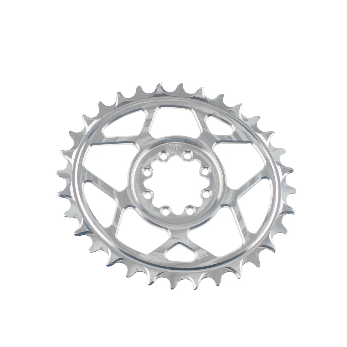 5Dev 8-Bolt Direct Mount T-Type Oval Chainring Raw Silver 30T