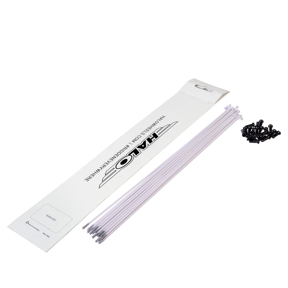 Halo Plain Gauge 14g Spokes and Nipples x20 White