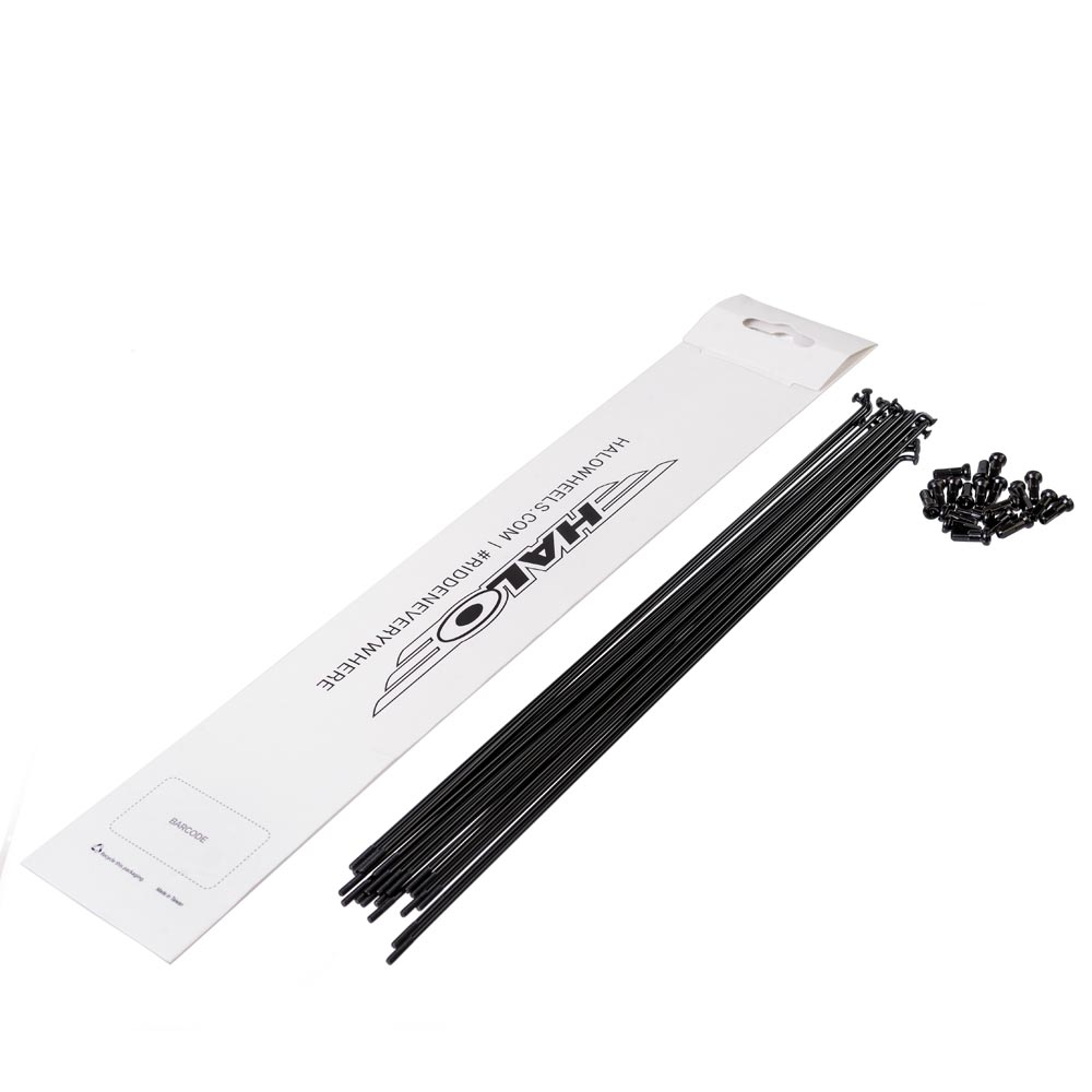 Halo Black ED 14 Plain Gauge Spokes 20 Pack
