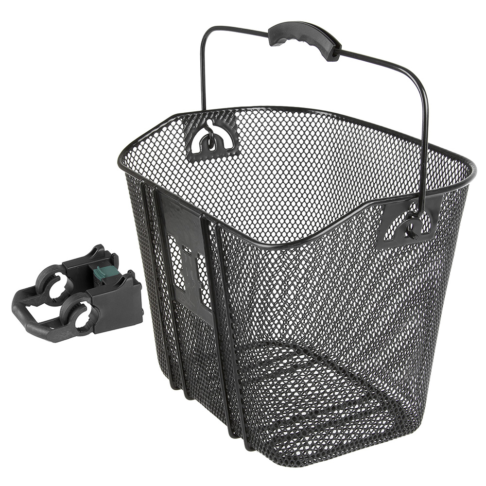 M-Wave Front Wire Mesh Basket with QR Bracket Black Mium