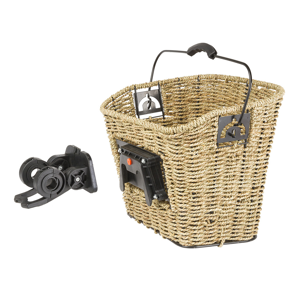 M-Wave Front Ratan Basket with QR Bracket Brown Mium