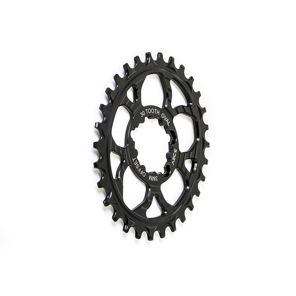 5Dev 3-Bolt Direct Mount Oval Chainring Black 30T