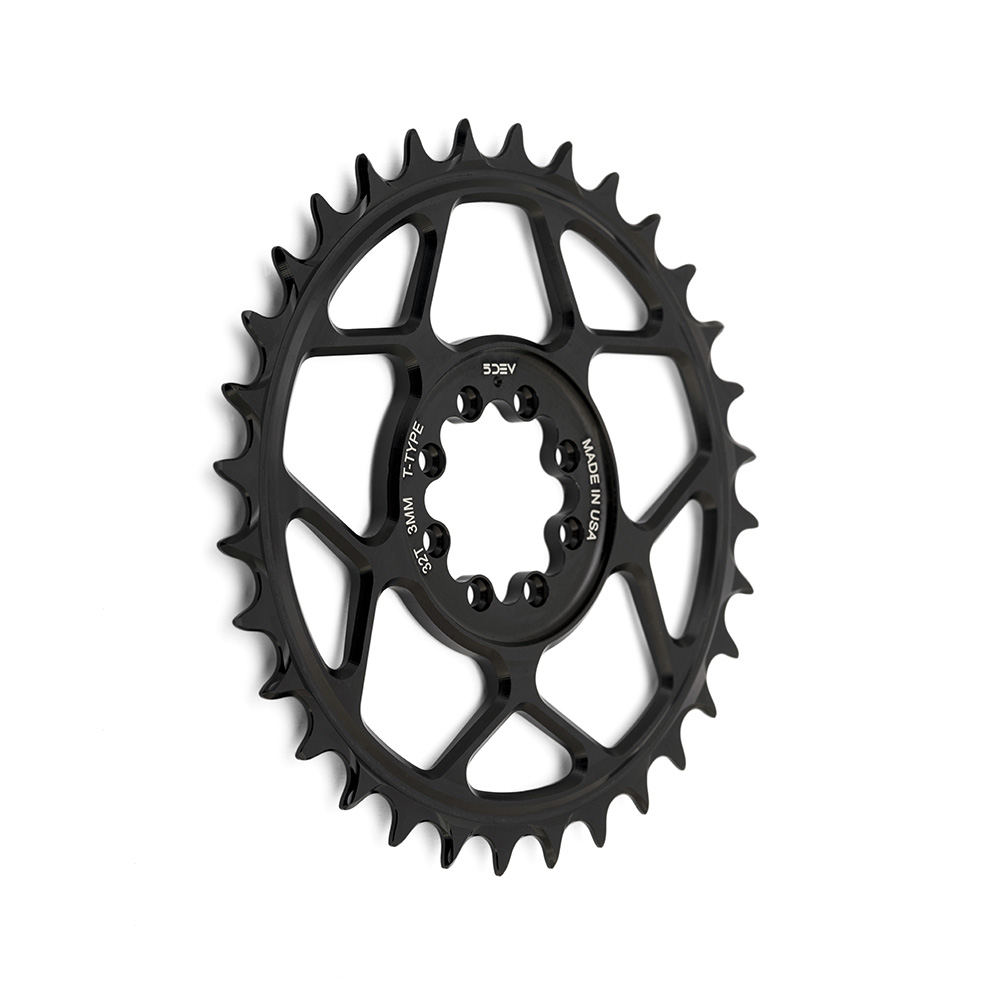 5Dev 8-Bolt Direct Mount T-Type Aluminium Chainring Black 30T