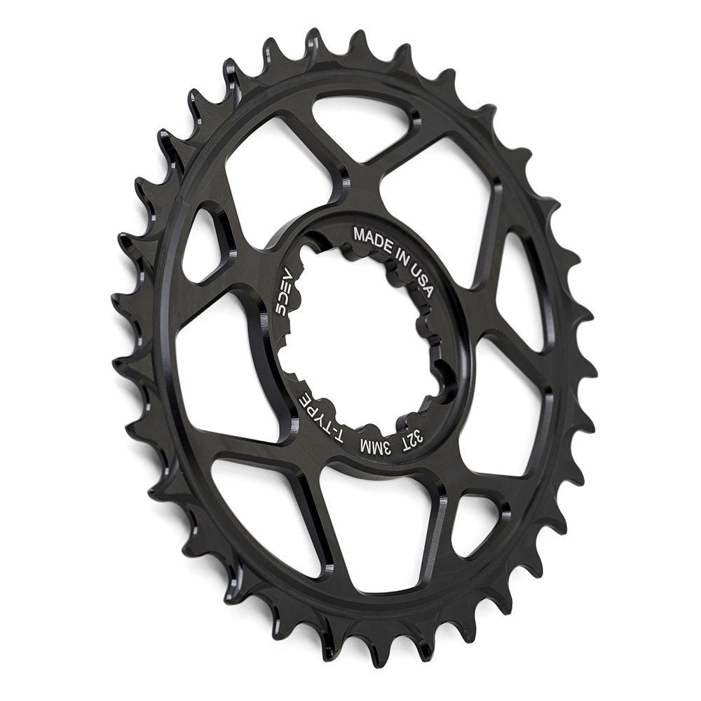 5Dev 3-Bolt Direct Mount T-Type Semi-Oval Chainring Black 32T