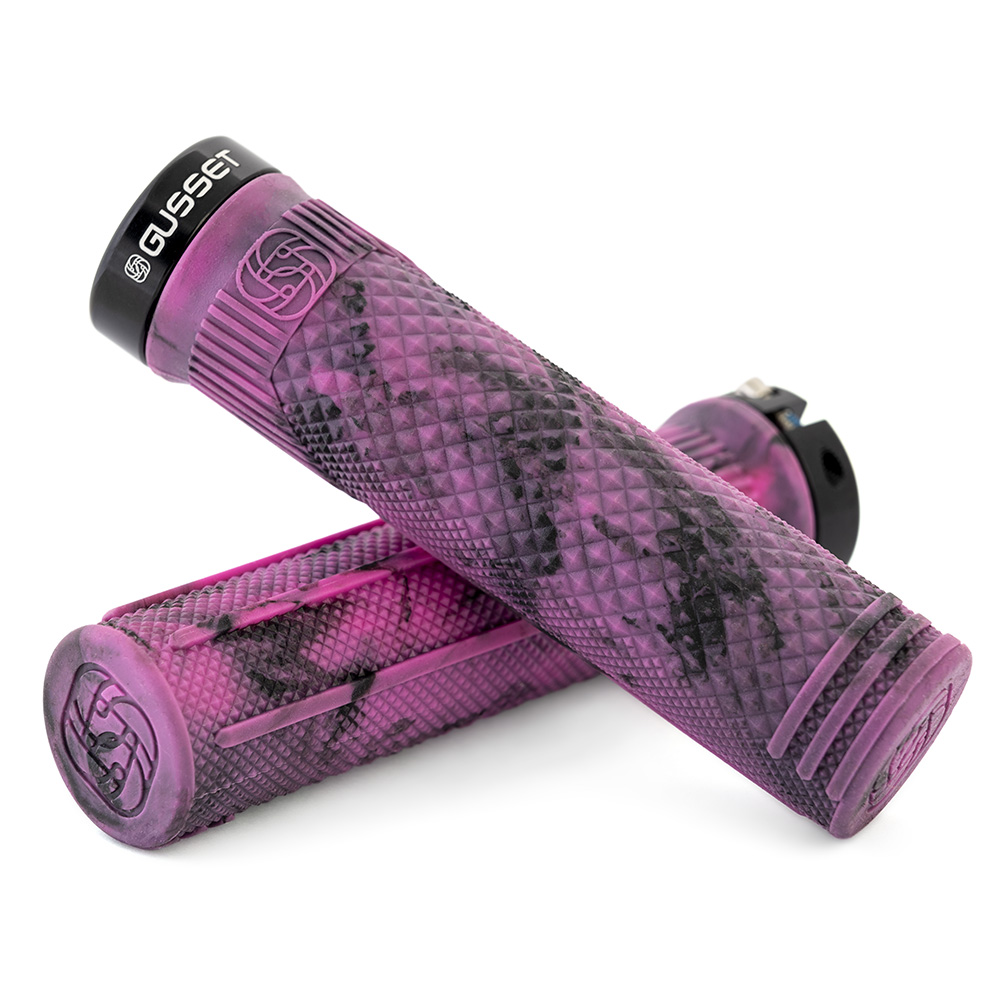 Gusset Grips Black/Pink Swirl 133mm S2 Lock-On Grips Extra Soft 