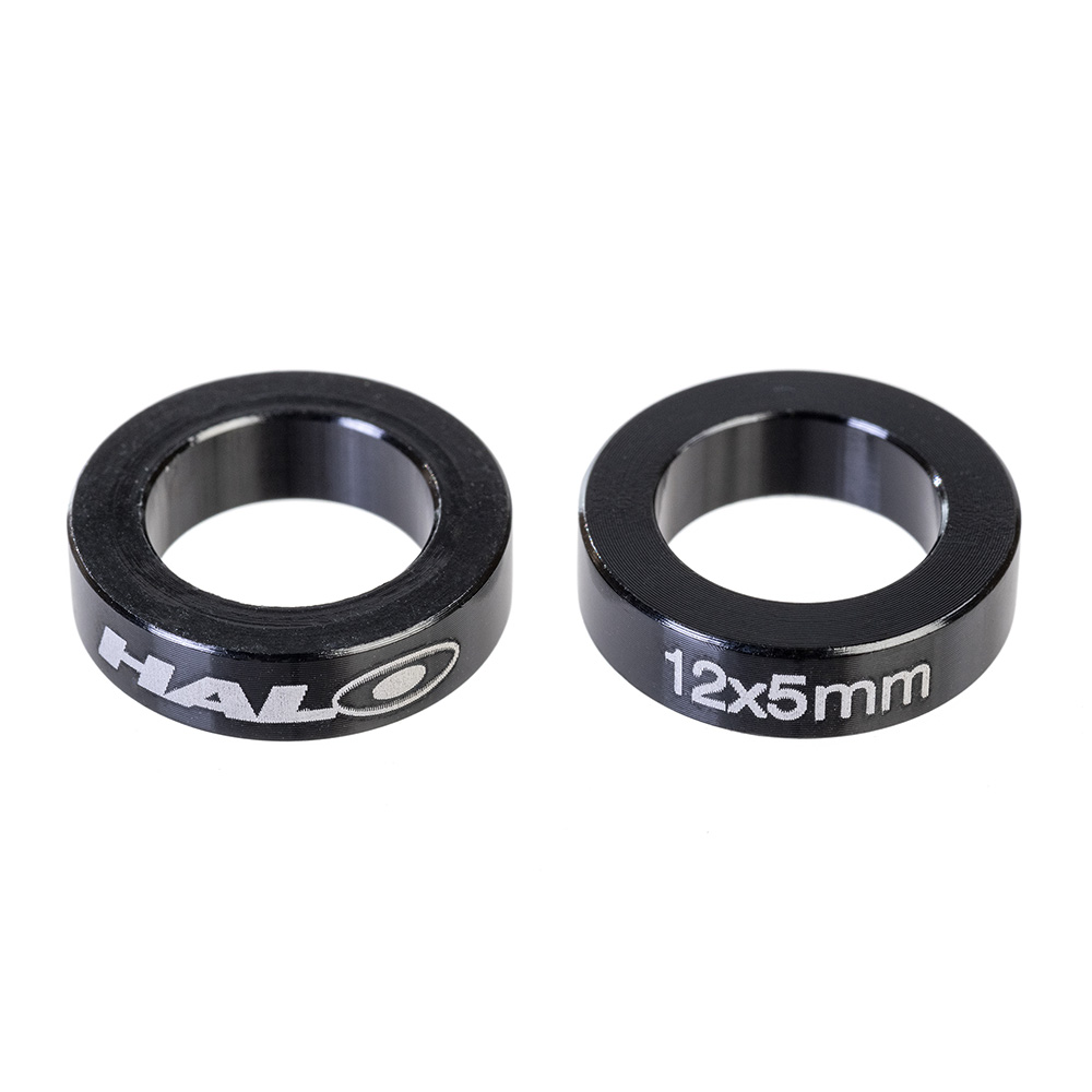 Halo 12 x 5mm Boost Front Axle Spacers Alloy Black