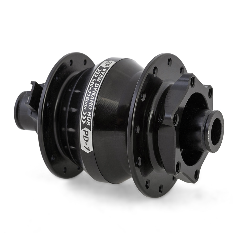 SP Dynamo PD-7 Power Dynamo Hub 24H 12 x 100mm Maxle type 6-Bolt Disc Black