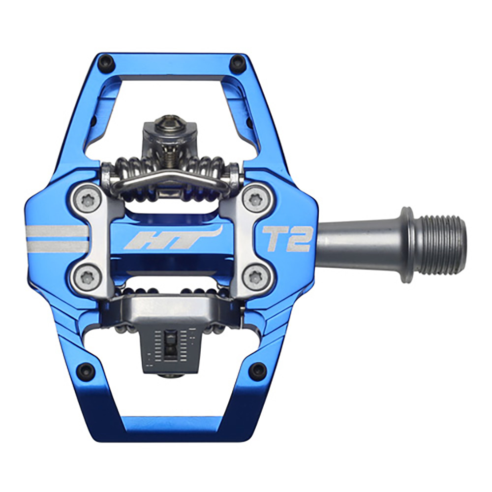 HT Components T2 Clipless Pedals Blue 9/16" MTB Enduro Trail SPD Compatible