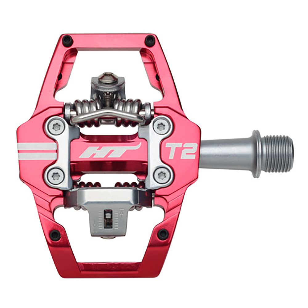 HT Components T2 Clipless Pedals Red 9/16" MTB Enduro Trail SPD Compatible
