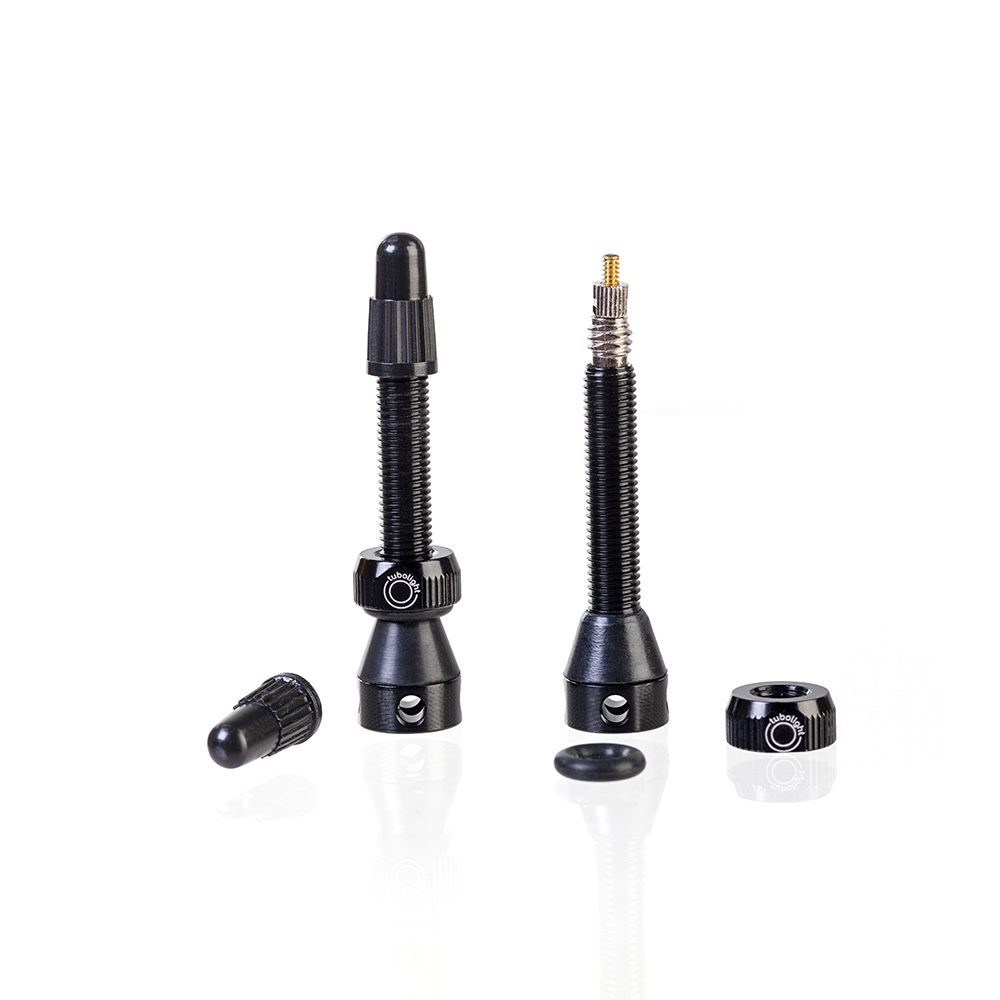 Tubolight 40mm Tubeless Valves Pair Black