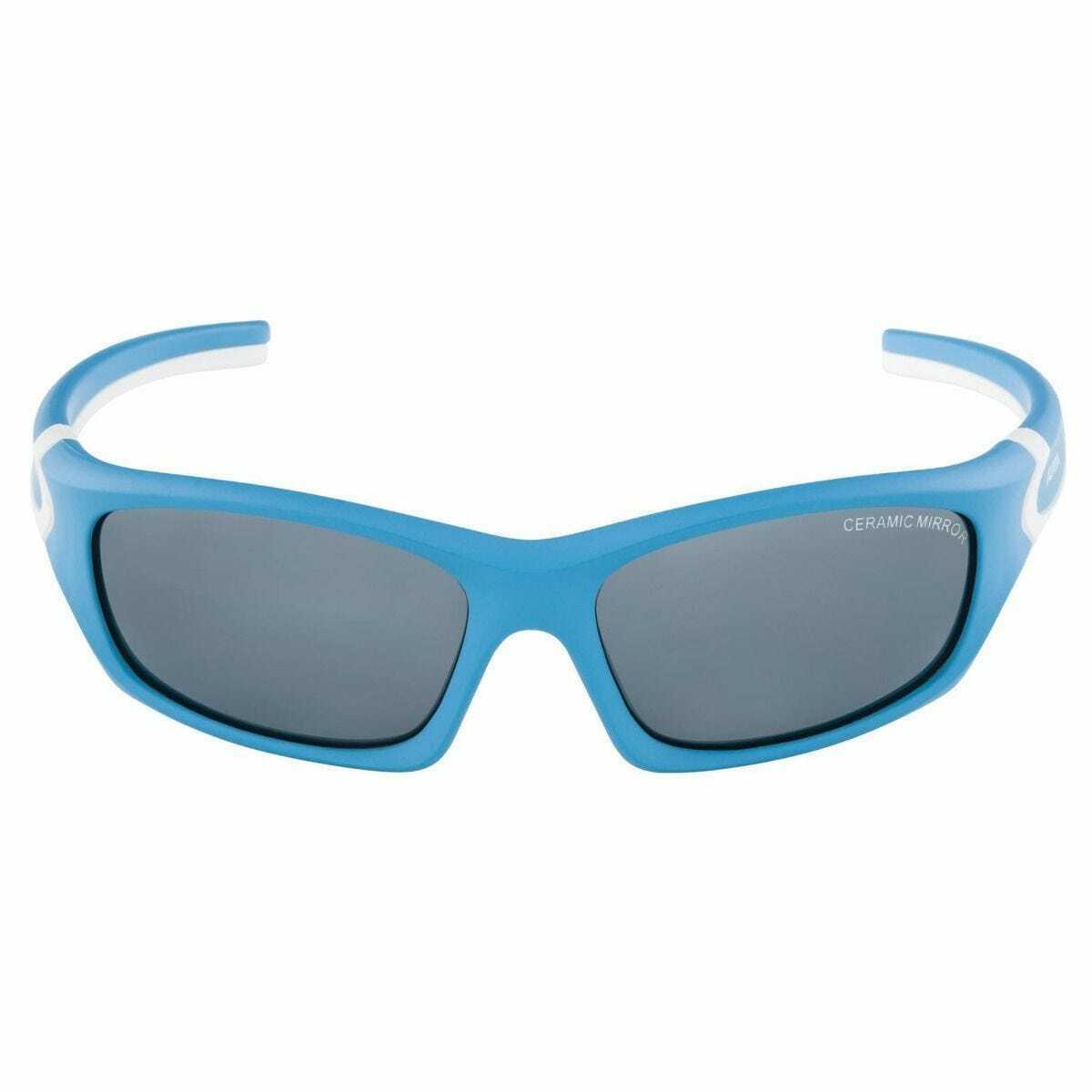 Alpina Flexxy Teen Sunglasses Cyan/White Mirror Black Lens