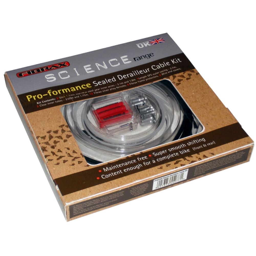 Fibrax Shifty Pro Sealed Derailleur Gear Cable Kit Black
