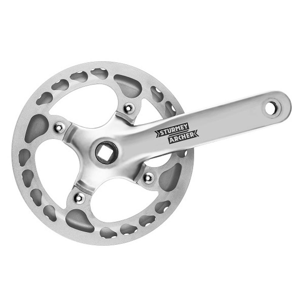Sturmey Archer Crank 44T 170mm Single Speed Double Chainguards FCS74 Silver
