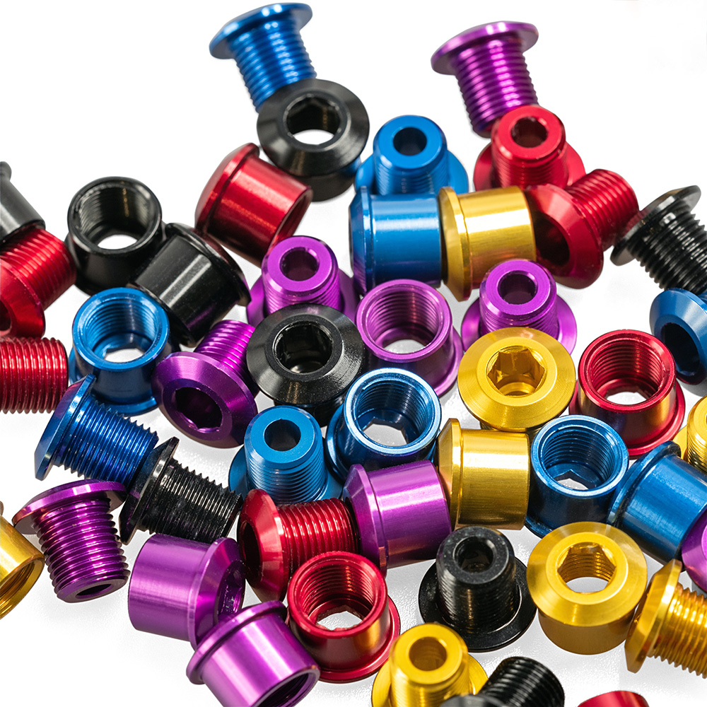 ID Double 8.5mm Chainring Bolts 7mm backnut 6061 Alloy Hex Fitting Set of 5