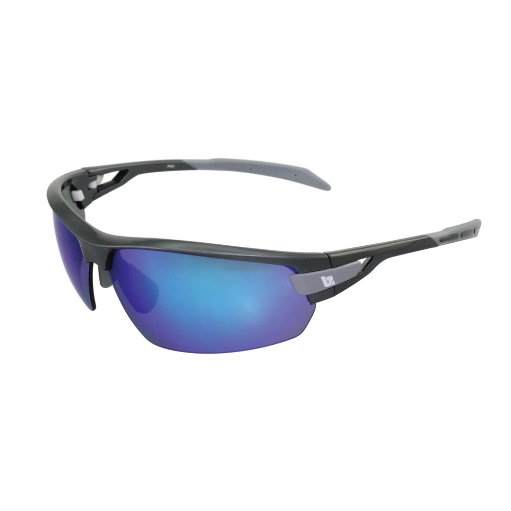 BZ Optics PHO Sunglasses Blue Mirror Lenses Graphite Frame