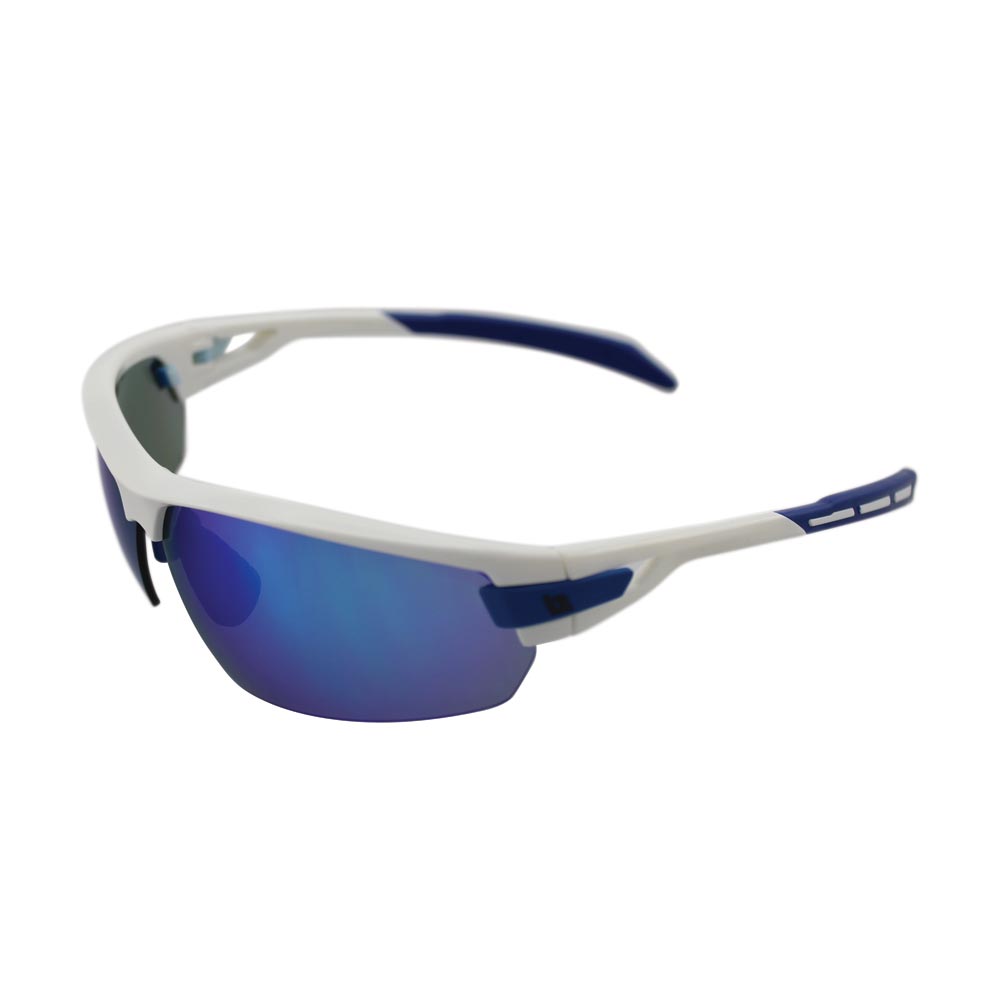 BZ Optics PHO Sunglasses Blue Mirror Lenses White Frame