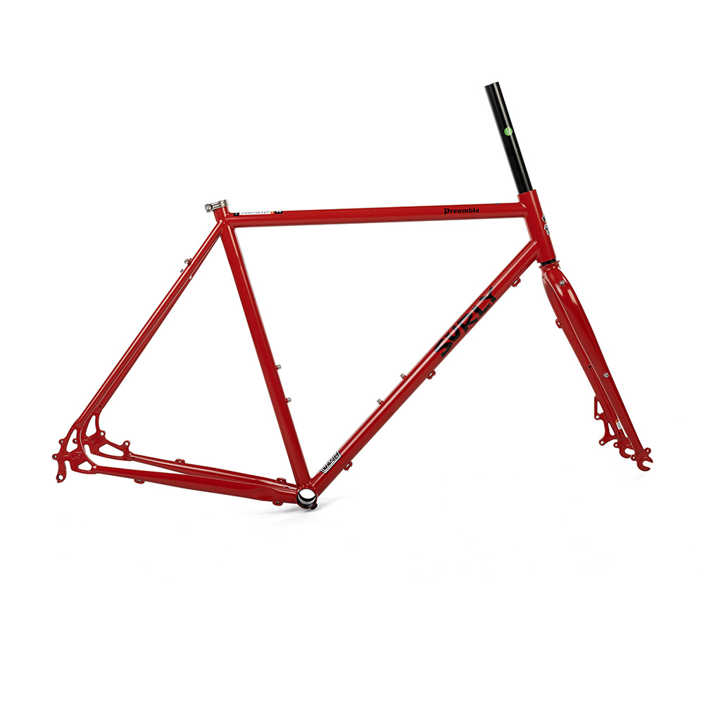 Surly Bikes Preamble Frameset Pavement Gravel Frame Red Hot Cheddar