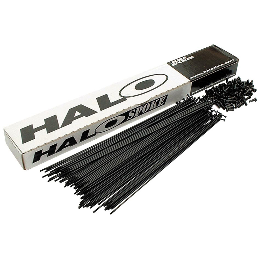 18 Halo Plain Gauge 14g 2mm Spokes and 12mm Nipples Black