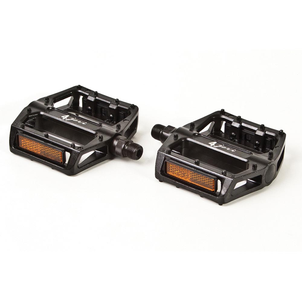 4-Jeri Pro-Style Cast Alloy Platform Pedals 1/2" Cr-Mo Axle Black