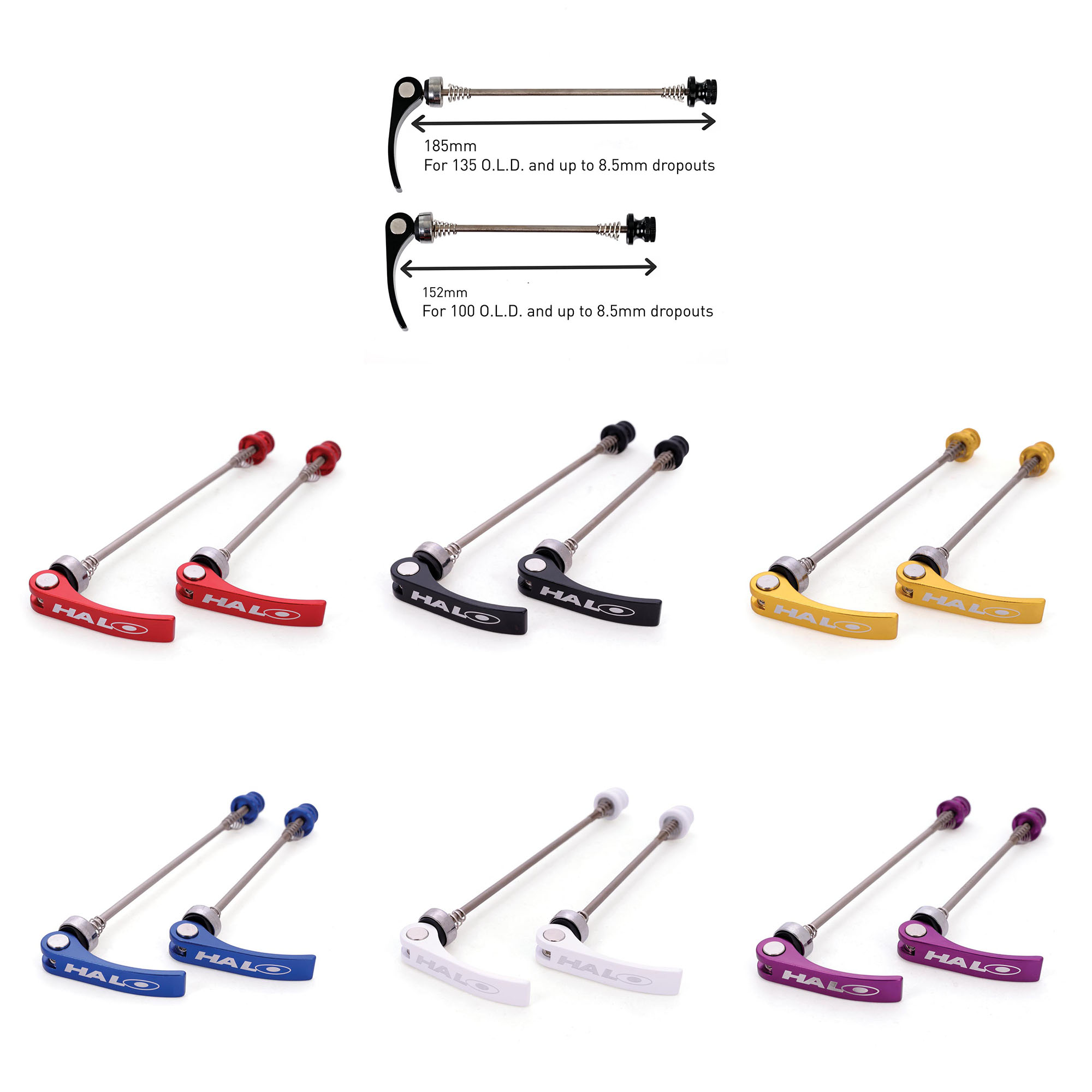 Halo Porkies XL Cr-Mo/Alloy QR Skewers 100mm Front 135mm Rear