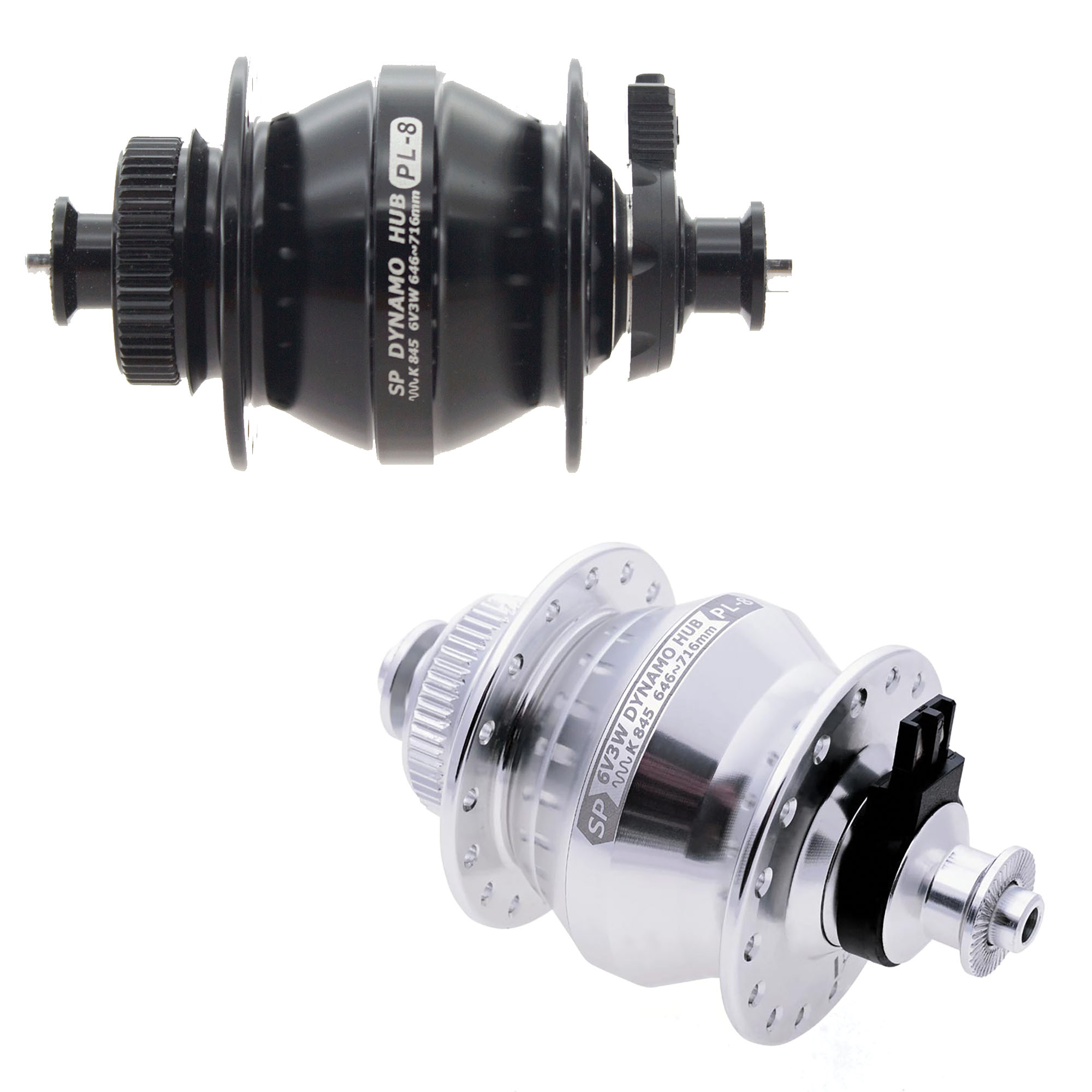Dynamo Front Hub SP PL-8 Power 6V-3W CentreLock Disc 9mm QR 32H Black Silver