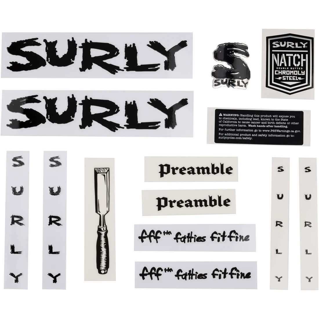 Surly Preamble Decal Kit – Black | Genuine Frame Replacement Stickers