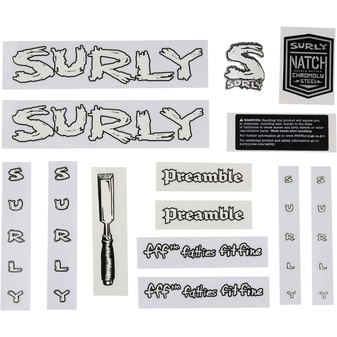 Surly Preamble Decal Kit – White | Genuine Frame Replacement Stickers