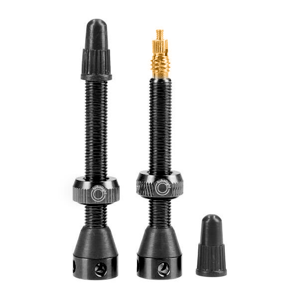 Tubolight 40mm Tubeless Valves Pair Brass Black