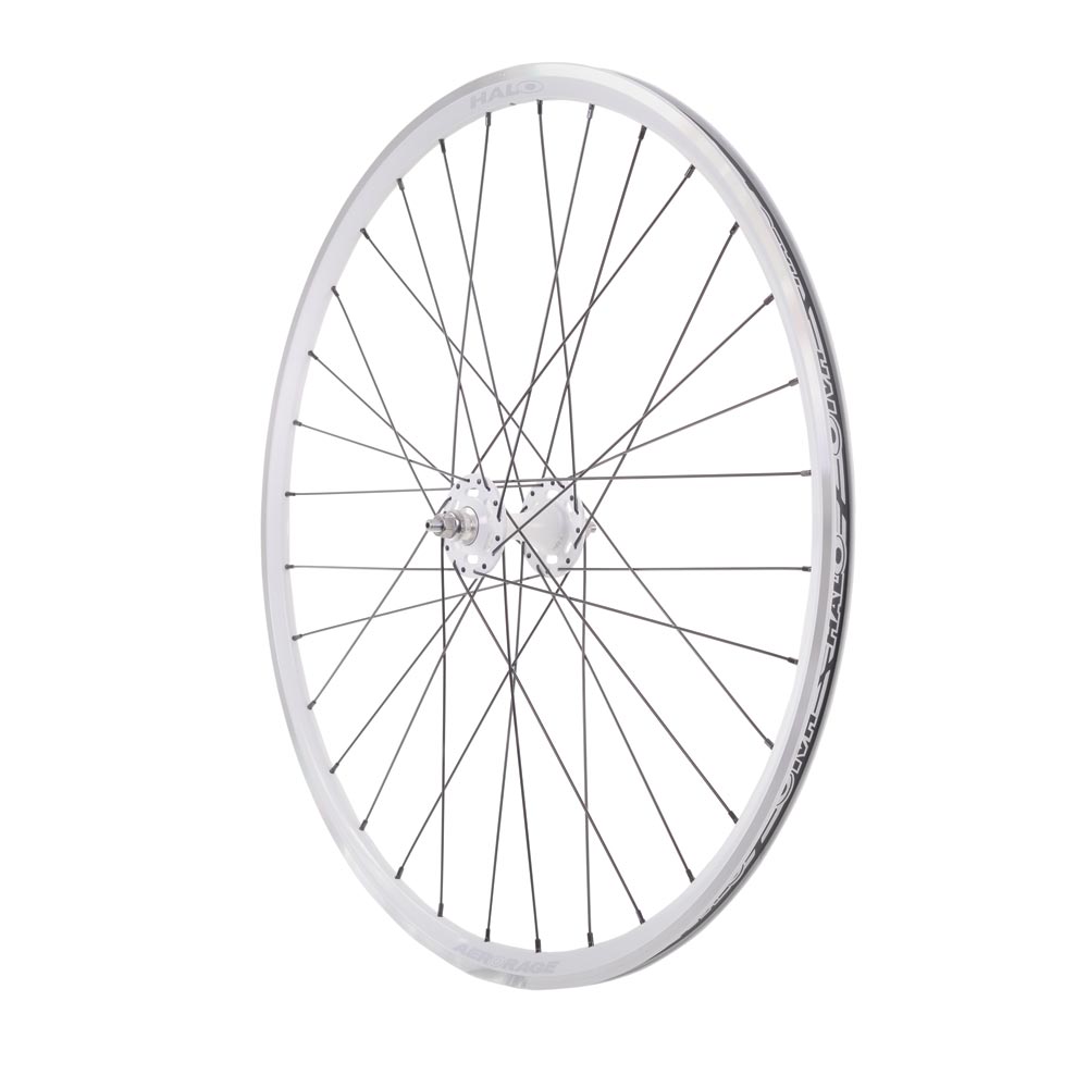 700c Track Wheel Front Halo Aero Rage 32h Halo TK Hub Black White
